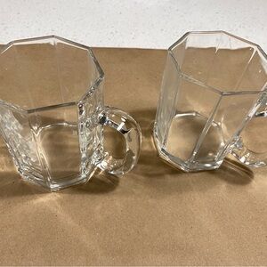 Crystal Clear Glass Mugs Set octagon angular Made in France
